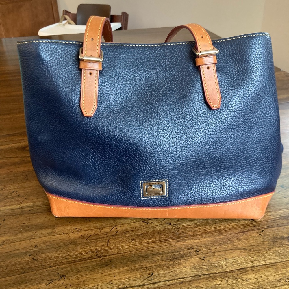 Dooney & Bourke Navy and Orange Leather Tote